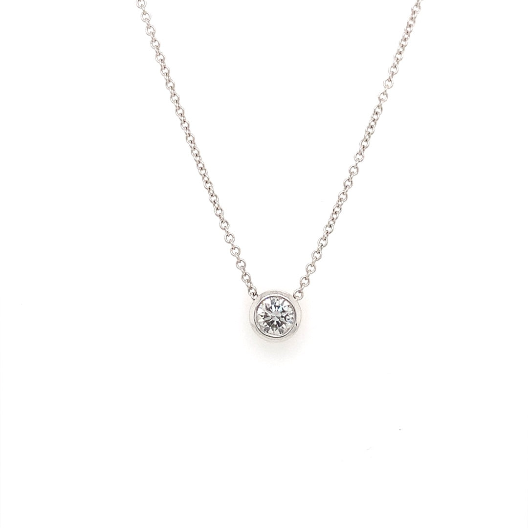 14K White Gold 9/20 CT Round Brilliant Cut Near Colorless Lab-Grown Diamond Pendant Necklace