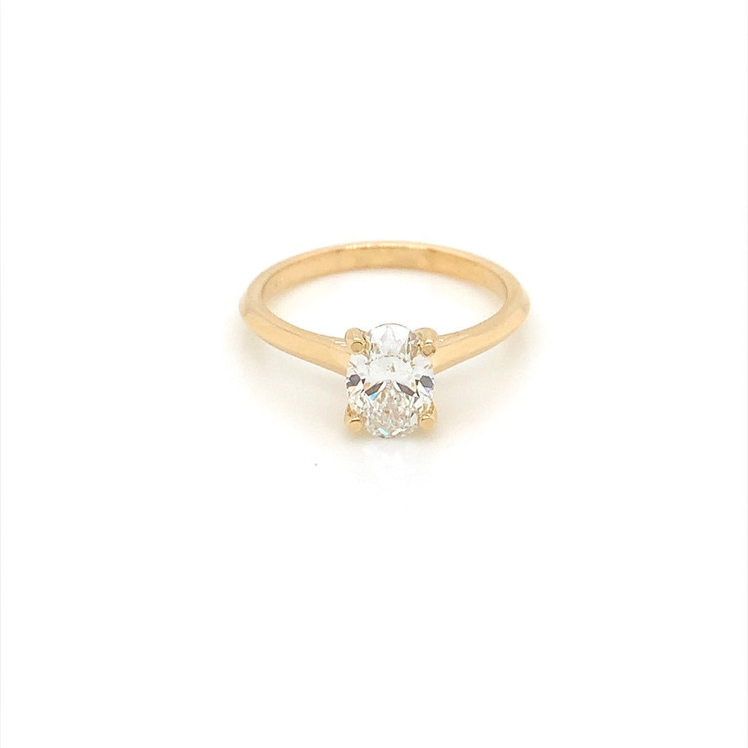 14K Yellow Gold 1 CT Oval Near Colorless Lab-Grown Diamond Solitaire Engagement Ring Size 7