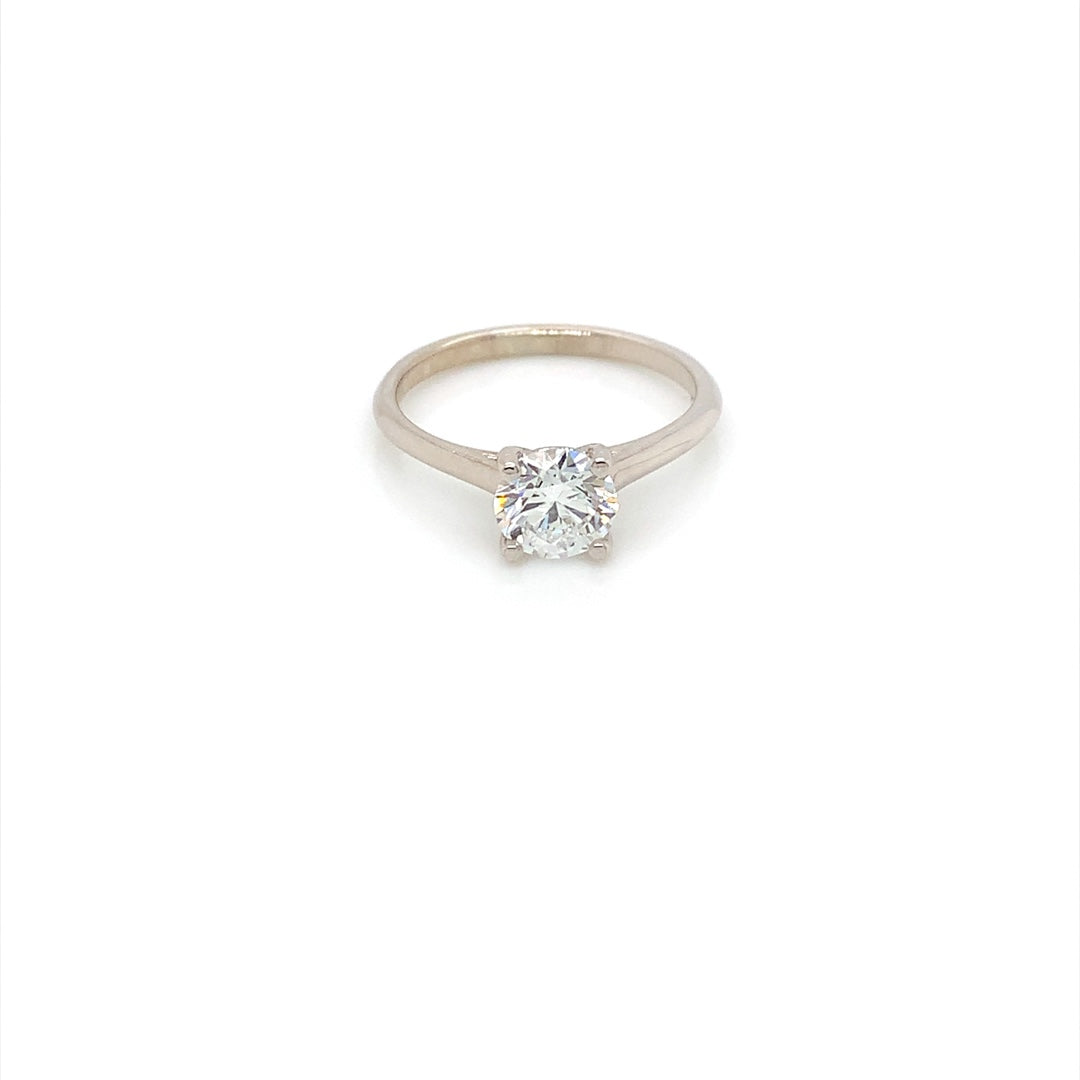 14K White Gold 1 CT Round Brilliant Cut Colorless Lab-Grown Diamond Solitaire Engagement Ring