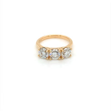 14K Yellow Gold 2 7/10 CT Round Brilliant Cut Colorless Lab-Grown Diamond Three Stone Engagement Ring