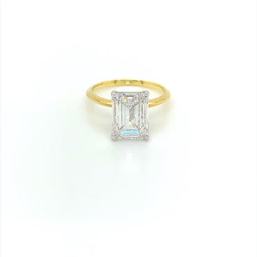 18K Green Gold 5 CT Emerald Cut Colorless Lab-Grown Diamond Solitaire Engagement Ring