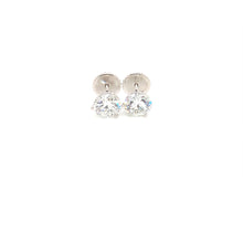 14K White Gold 4 CT Round Brilliant Cut Near Colorless Lab-Grown Diamond Three Prong Stud Martini Earrings