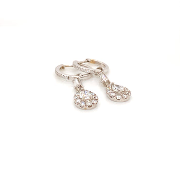 18K White Gold 2 CT Pear Shape Diamond Drop Earrings