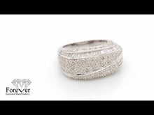 18K White Gold 2 CT Round/Baguette Diamond Pave Ring Size 7