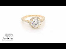 14K Yellow Gold 2 CT Round Brilliant Cut Near Colorless Lab-Grown Diamond Halo Engagement Ring Size 7